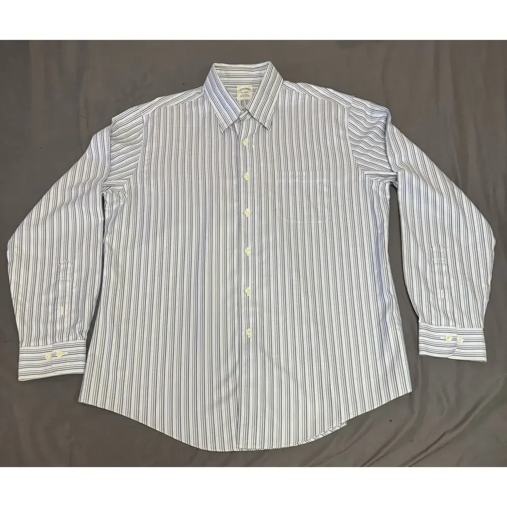 Brooks Brother Button Down Shirt‎ Blue Striped Men’s L Long Sleeve Shirt Supima